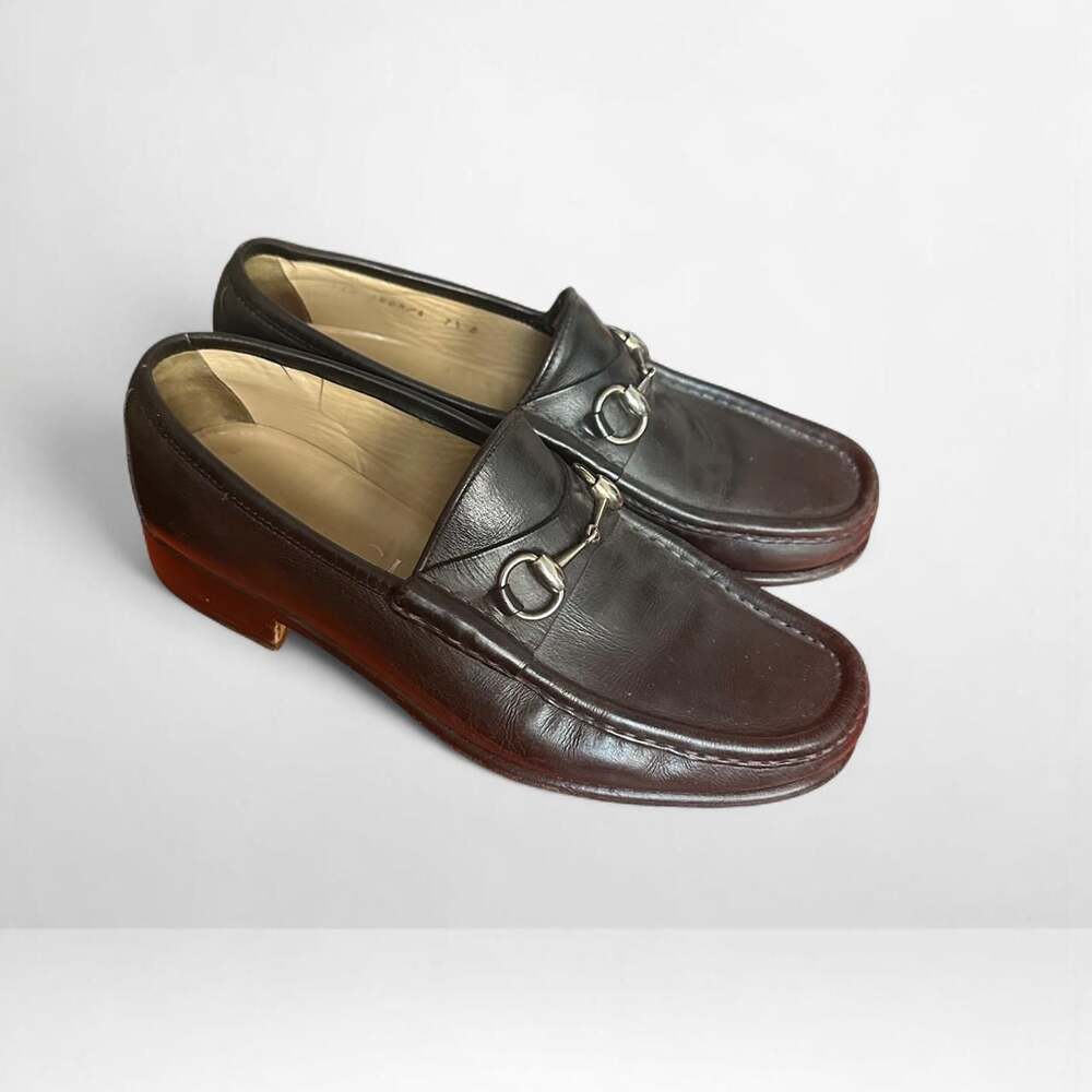 Gucci Horsebit Leather Loafers Brown Moc Toe Dress Shoes